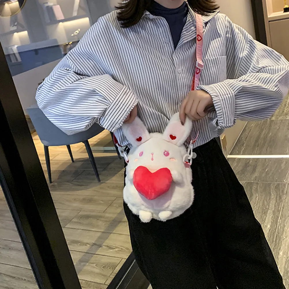 

1Pcs Themed Crossbody Bag for Girls Heart Decor Soft Fabric Shoulder Bag Coin Purse Daily Use Fashion Gift Wedding