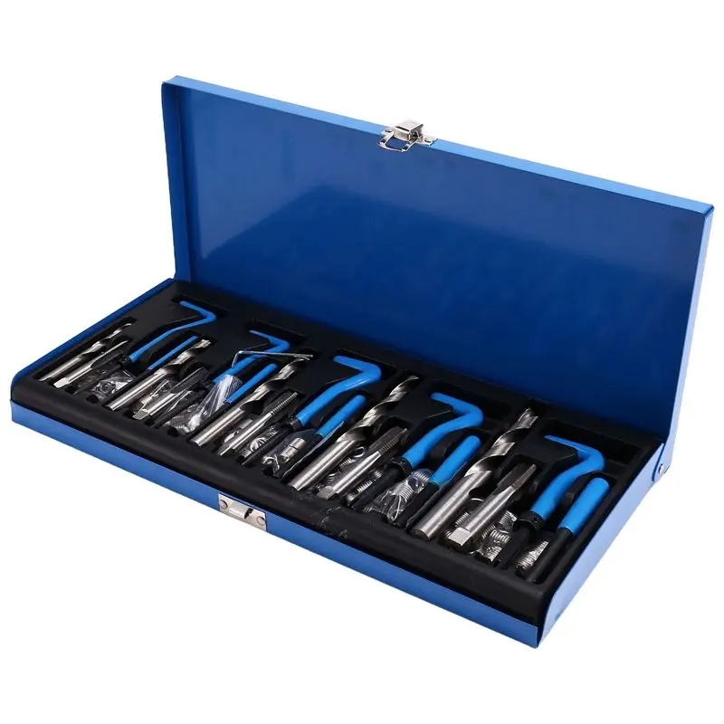[newa64z-】-131pc-sae-thread-repair-kit-hss-drill-helicoil-kit-standard-1-4inch-5-16inch-3-8inch-7-16inch-1-2inch