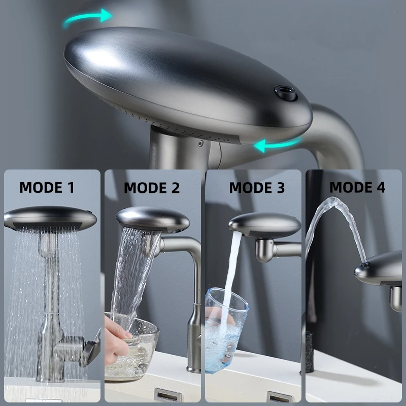 Imagem -02 - Waterfall Basin Faucet Mixer Stream Pulverizador Água Quente e Fria Sink Faucet Wash Tap Acessórios do Banheiro Modos Rotação de 360 °