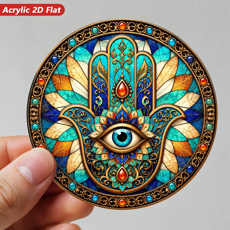 CIFBUY Vintage Aluminum Wall Art Waterproof Durable For Home Kitchen Indoor Outdoor Hamsa Evil Eye Decor Sign