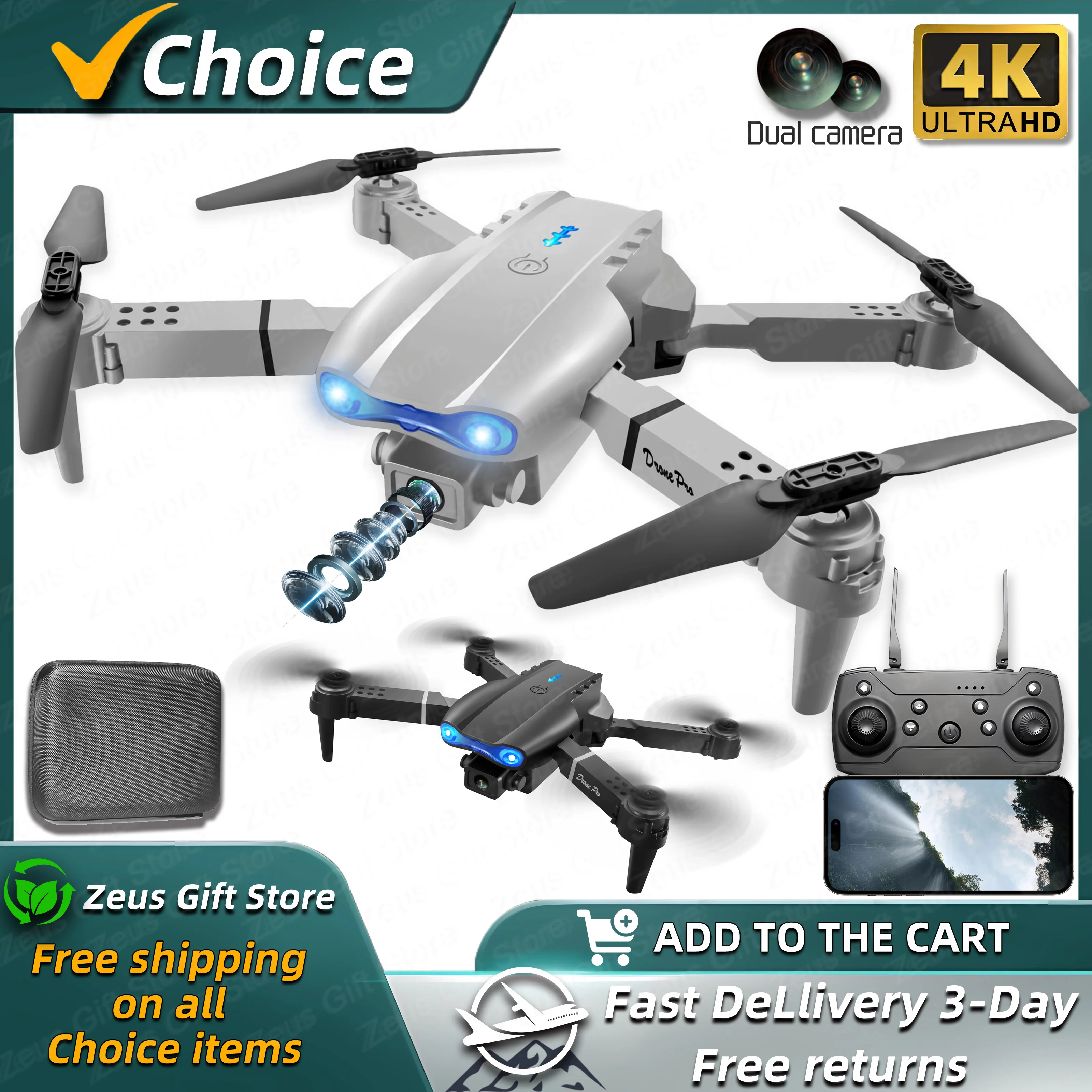 New E99Pro RC Drone 4K Professinal With Wide Angle Dual HD Camera Foldable RC Helicopter 5G WIFI FPV Height Hold Apron Sell