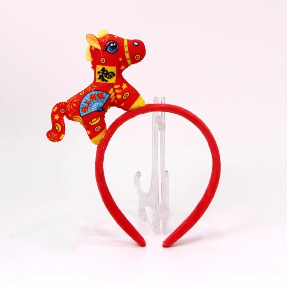 

Cute Cartoon Horse Hair Hoop Pony Red New Year Headband Mascot Headwear Horse Headband Party Decoration