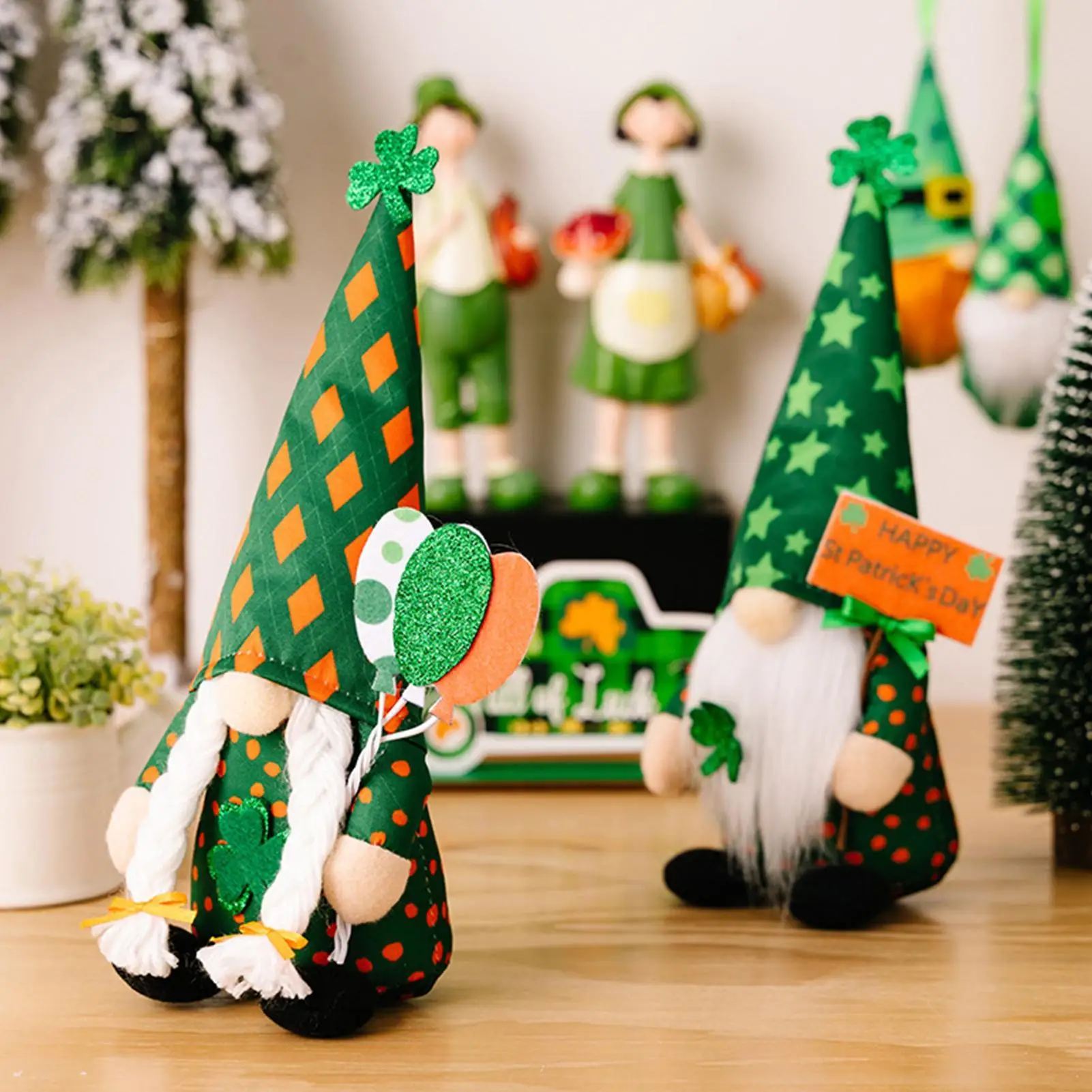 Gnome Christmas Decorations Holiday Cute St Patrick Day Swedish Tomte Gnomes Faceless Doll For Desk Table Shelf Mantel Tiered