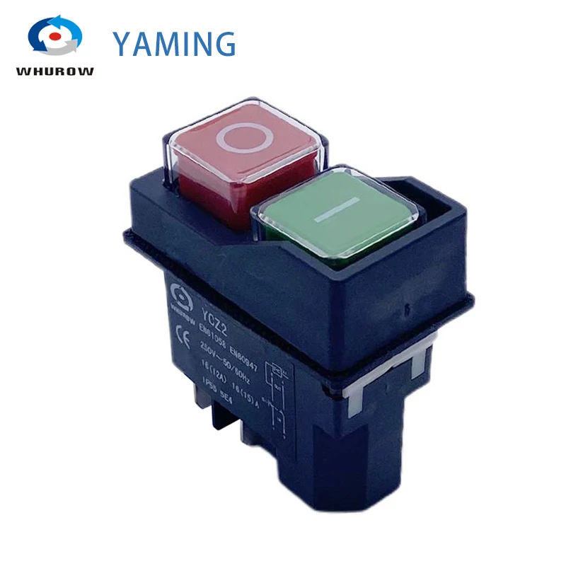 YCZ2 Electromagnetic Switch 4/5 Pin 110V/220V Momentary(Reset) On Off Red/green Push Button Emergency Stop Replace KJD17