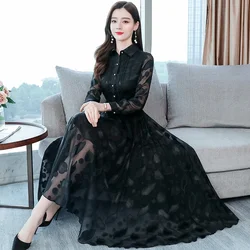Spring Autumn Pink Long Sleeve Midi Dress Women Elegant Bodycon Office Lady Maxi Dress 2024 Black Chic Prom Party Night Vestidos