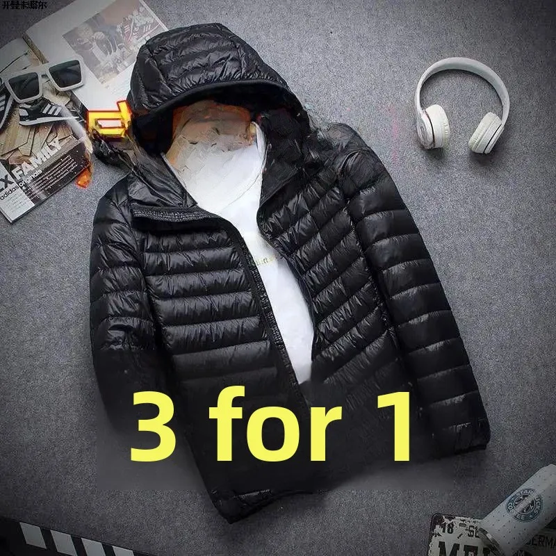 

Men's Quilted Cotton Jaet Lightweight Hooded ort Ultra-Thin down Coat Large Size Spring Autumn Outwear Casual Sle