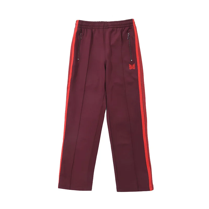 New Dark Red Trend Loose Casual Pants Men Woman Drawstring Pattern Embroidery Side Edge Weaving Joggers Sweatpants