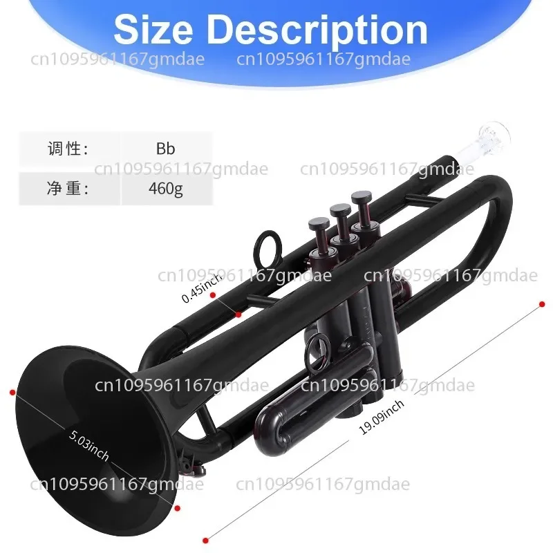 

Plastic trumpet musical instrument in key B flat Adult Children Beginners General key C Professional students play, light weight
