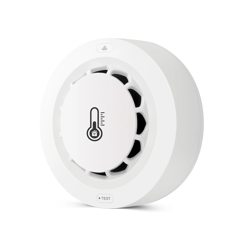 Tuya-Détecteur de fumée Wi-Fi, capteur de température et d'humidité, alarme de protection incendie, 