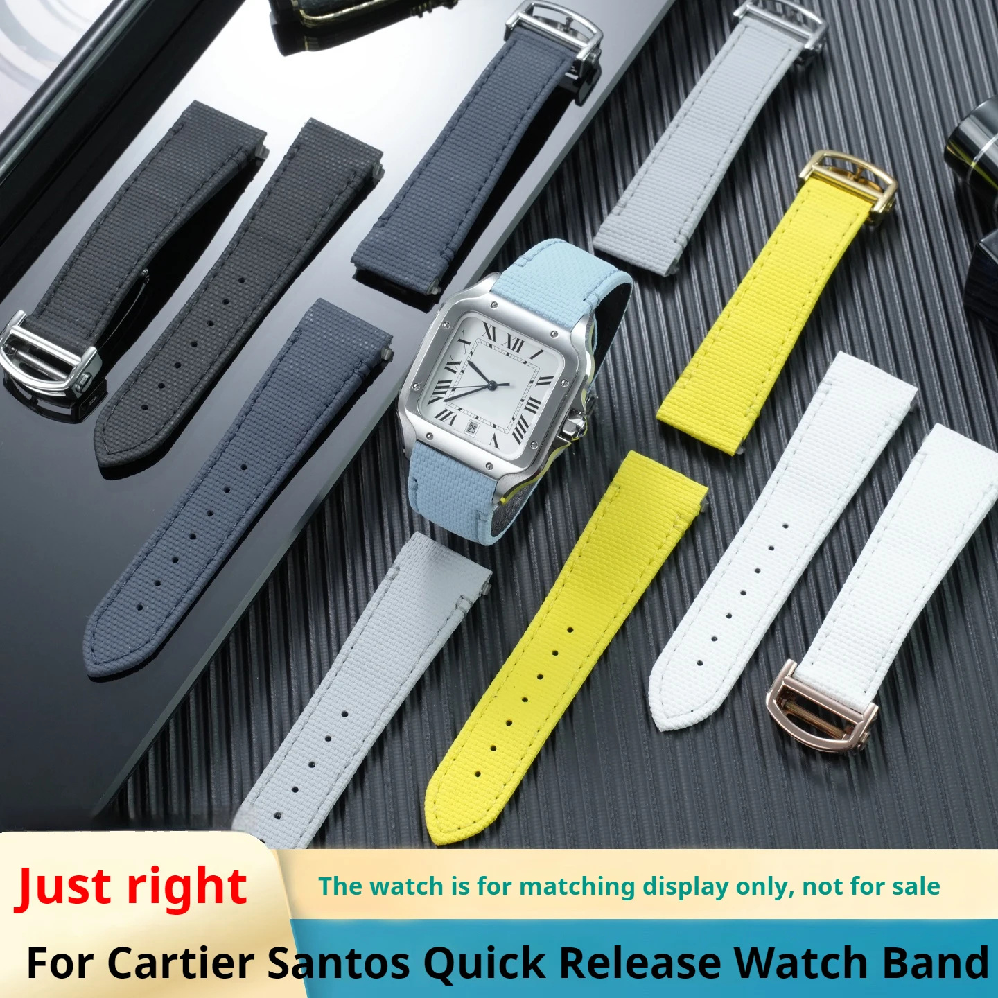 

For Santos DE Cartier WSSA0009 WSSA0018/17 WSSA0013/37 Fluororubber Watch Strap Quick Release Wtach Band Cowhide Leather Bottom