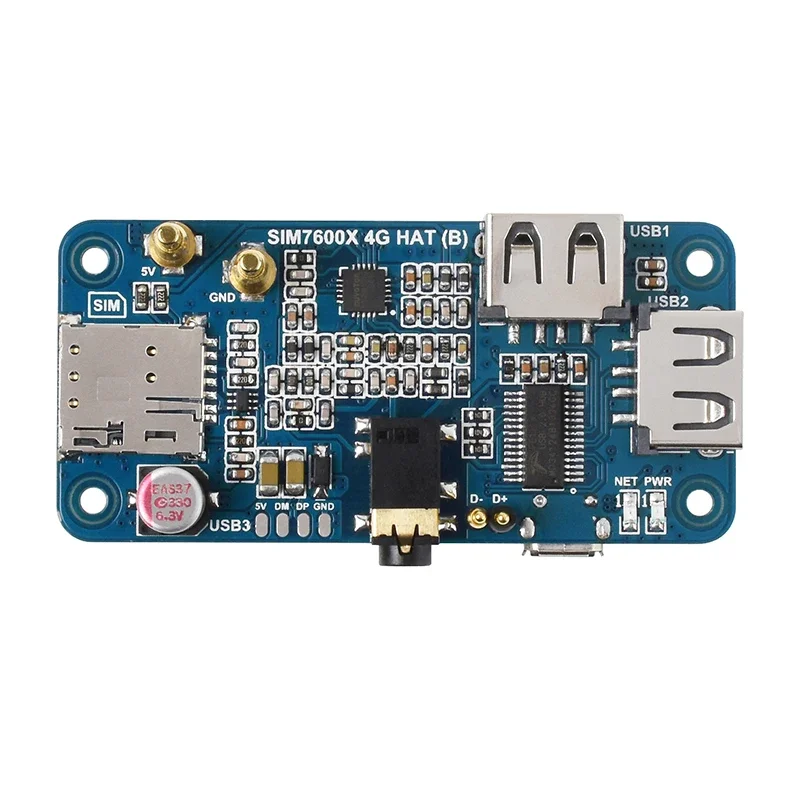 2025SIM7600G-H 4G HAT (B) لـ Raspberry Pi 4 3 Zero LTE Cat-4 4G 3G 2G يدعم GNSS لتحديد المواقع العالمي عبر Micro USB Pogo P
