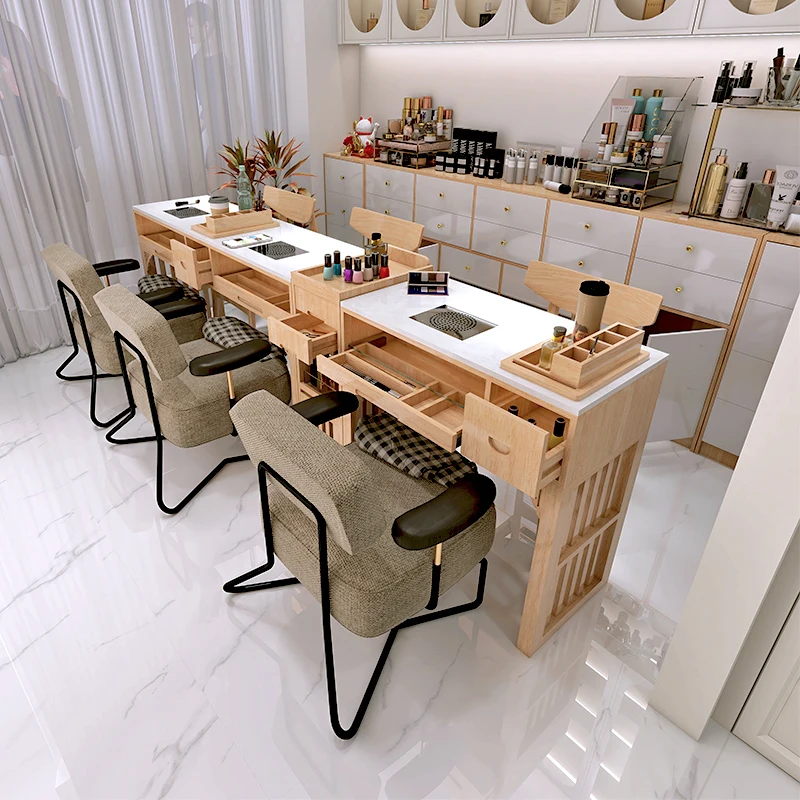 #Premium With Dust Collector Nail Table Multifunctional Rustic Elegant Classic Manicure Table Beauty Commercial Mesa Furniture