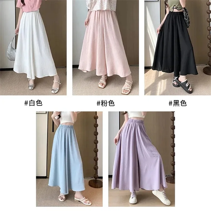 Super Fairy White Pants and Skirt Thin Style 2025 Summer New Style High Waist Loose Hanging Fold Small Casual Wide Leg Pants