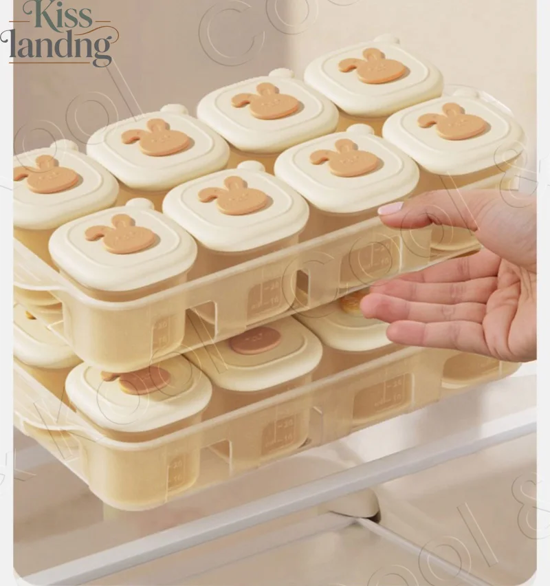 Baby Food Storage Containers with Lids, Includes Steamer Cake Molds & Ice Cube Trays for Infant Meals