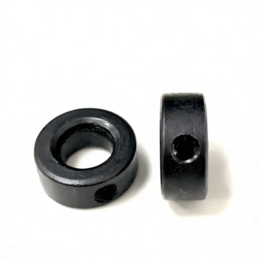 High Stability Shaft Locking Collar With Set Screw Blackened Retaining Ring Industrial Fastening Hardware Component Part