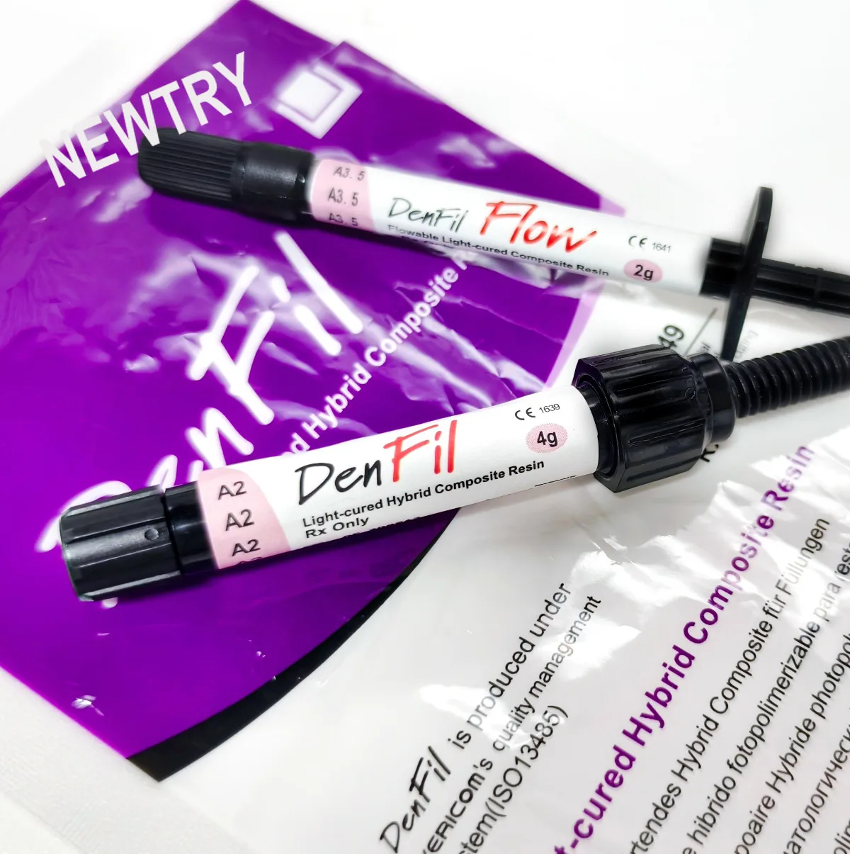 DenFil Dental Solid/Flow Resin Light-cured Hybrid Composite Resin Syringe (2g/4g) Filling Dentistry Supplies Material view 2