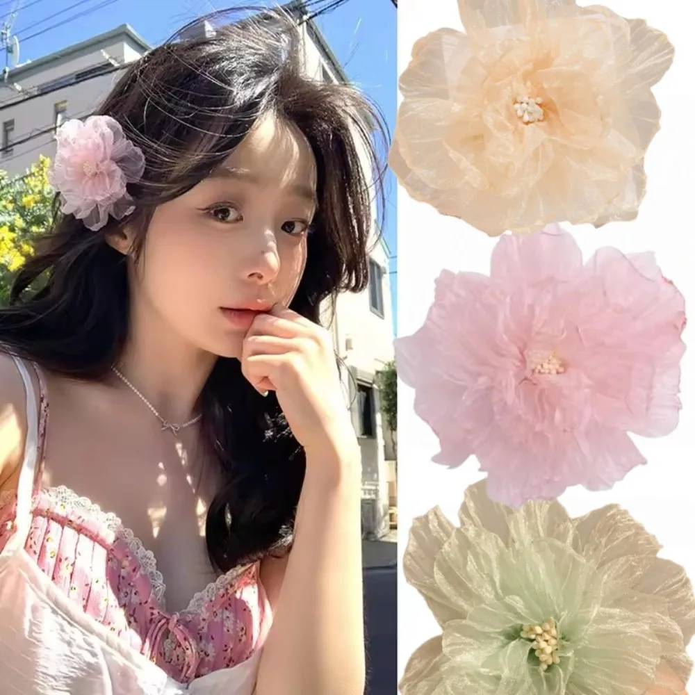 Modischer Haarstab im Urlaubsstil, rosa Blumen, Haarspange, seitliche Haarspange, Haarschmuck, Haarnadel für Frauen, Sommer, Strand, Haarschmuck