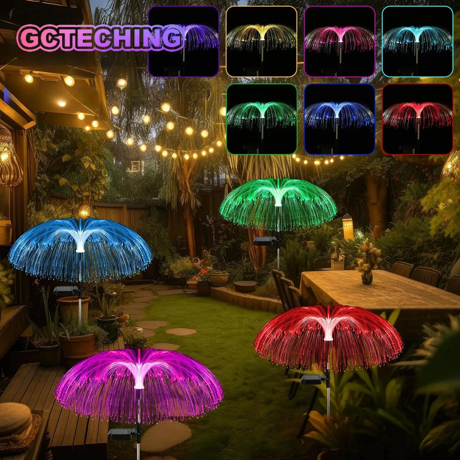 Solar Jellyfish Lights Outdoor, Waterproof LED Flower Garden Lamp, Solar Powered Yard Lawn Balcony Christmas Decoration