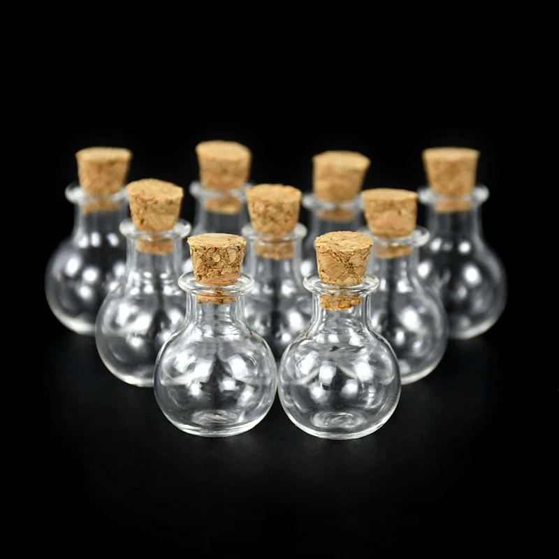 10pcs Glass Bottles Miniature Potion Bottle Mini Cork Stopper Drifting Wishing Bottle for Wedding Home Decoration Mini Container