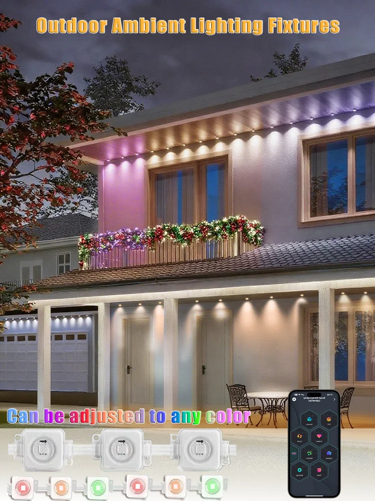 198 قدم / 49 قدم الإضاءة الدائمة في الهواء الطلق RGB + IC الذكية إيف سلسلة أضواء تصميم مقاوم للماء مثالية لتزيين عطلة السنة الجديدة #6