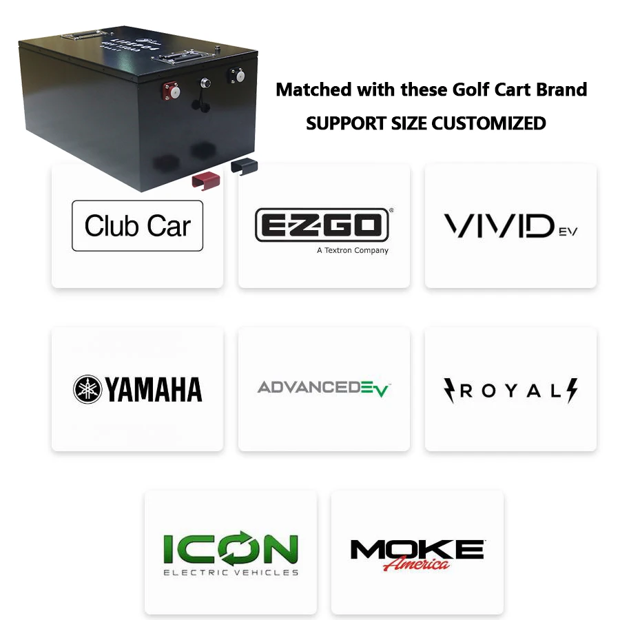 60ah 100ah 200ah lifepo4 golf cart power storage battery pack lithium ion 48v deep cycle with bms for golf cart