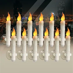 6/12Pcs Window Candles with Suction Cups Flickering LED Electronic Candle Christmas Candlesticks Flameless Led Taper Candles