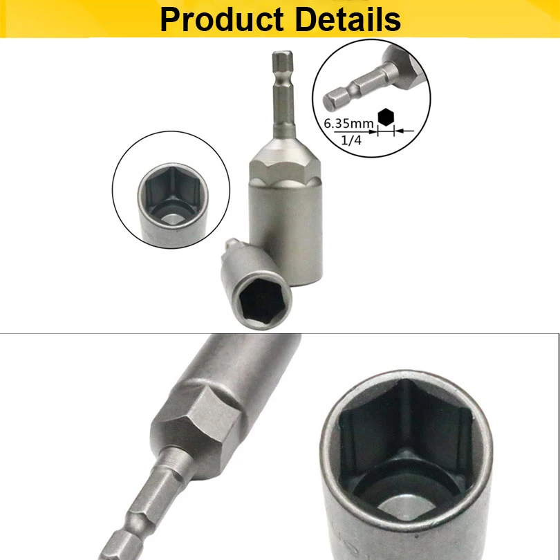 6mm-19mm Deepen Inner Hexagon Sleeve Electric Drill Sleeve Pneumatic Socket Head for Nut Wrench Hand Tools Electric Screwdriver