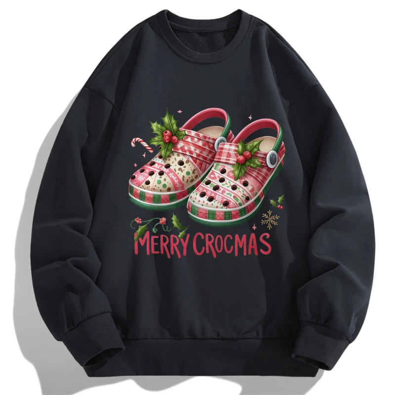 

2025 Pink strawberry shoes with graffiti print tops Spring Autumn Casual T Shirt Long Sleeve O Neck Christmas Pattern Breathable