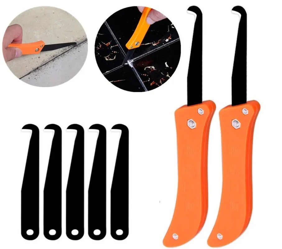 Folding tile gap repair tool hook knife Floor wall Seam Old Mortar Grout Cleaning Dust Removal home diy Construction Hand Tools