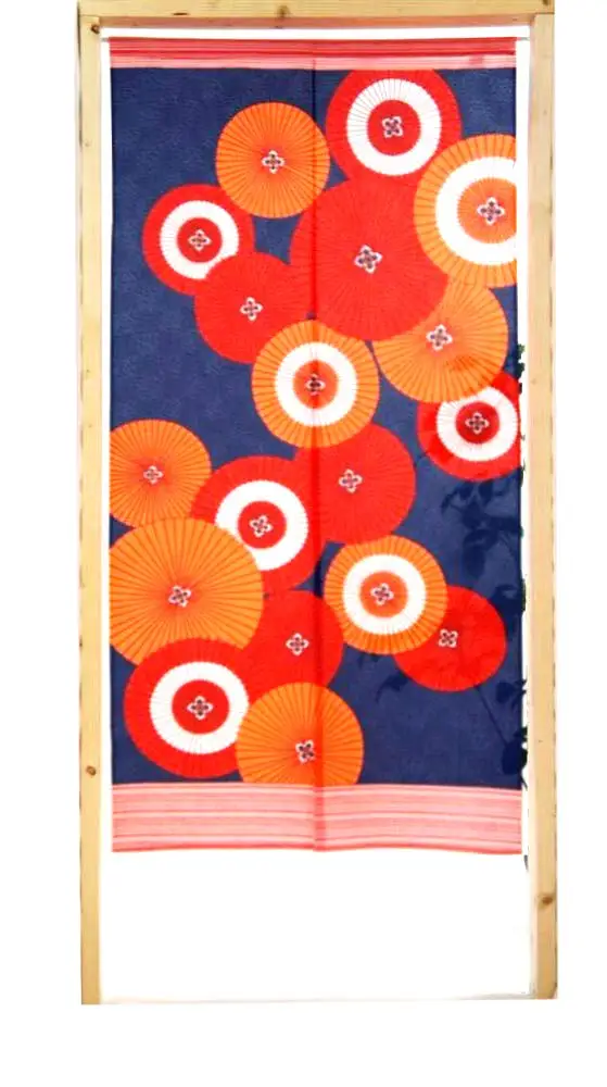 Japanese Noren Curtain Japanese Style Doorway Curtain Panels Traditional Red and White Umbrella Printed Tapestry Room Divider