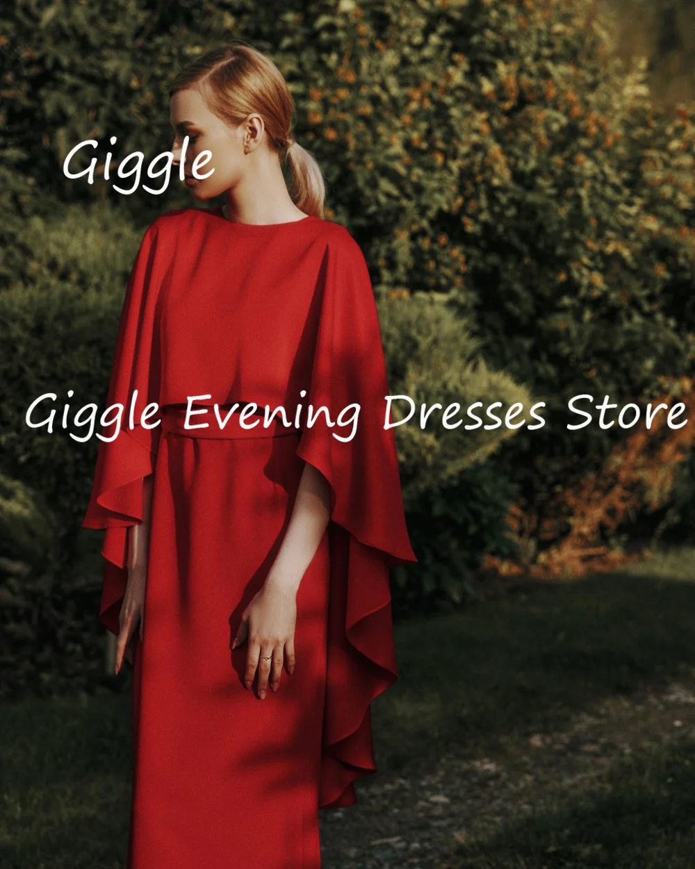 Giggle Crepe Mermaid O-neck Ruffle Formal Elegant Prom Gown Ankle Length luxury Evening Pretty Party Dresses for Women 2023