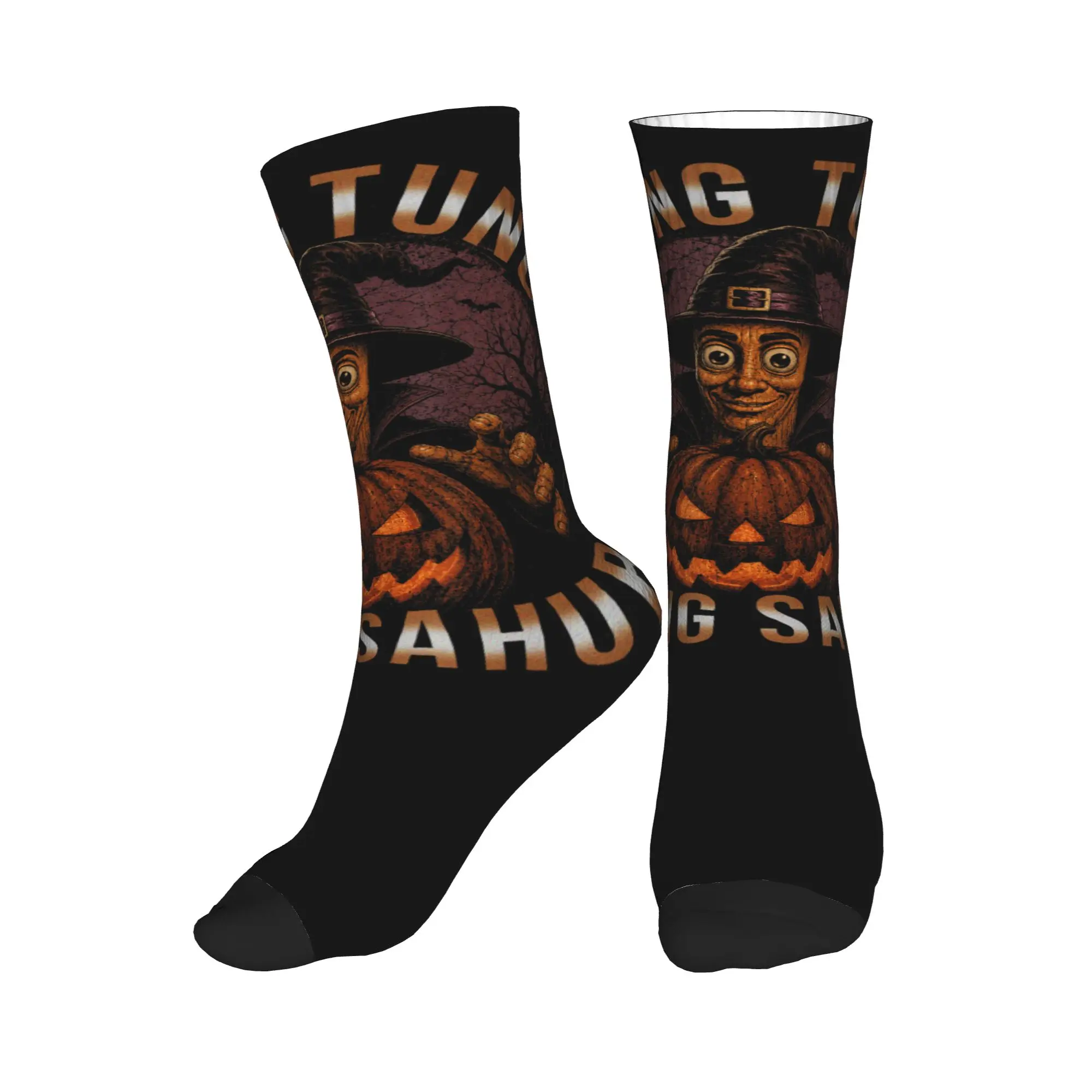 Tung Tung Sahur Halloween Pumpkin Scary Vintage Costume Socks Gothic Stockings Winter Men Socks Graphic Outdoor Sports Socks