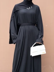 Eid Muslim Abaya for Women Eid Prayer Dress Lace-up Morocco Ramadan Party Vestidos Abayas Kaftan Dubai Arab Long Robe 2024