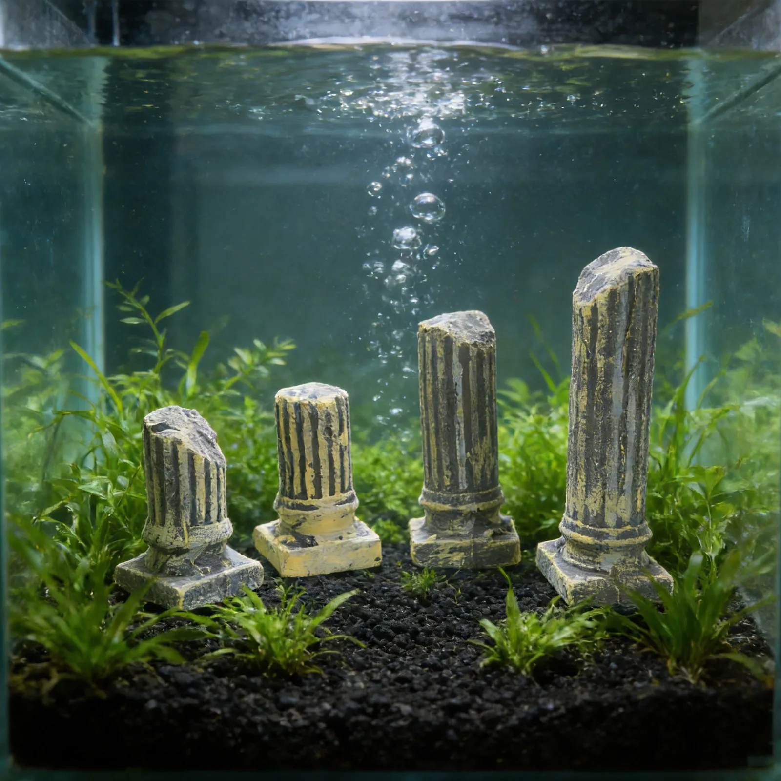 4 PCS Fish Tanks Decorations Columns Simulated Roman Decorative Pillars Aquarium Ruins Artistic Beige