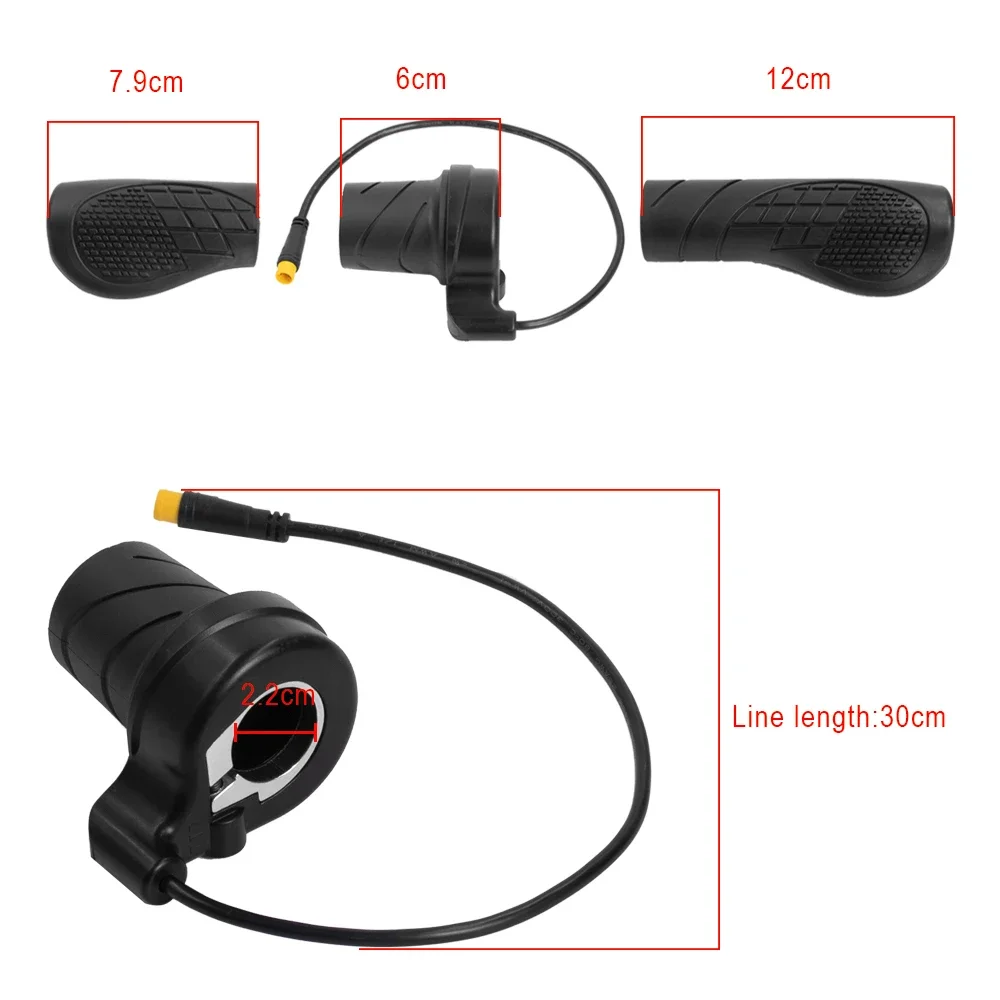 Electric Bike Thumb Throttle 76X/FT-76X Half Twist Throttle Handle 12-72V Right Hand Accelerator Waterproof 3pin WP Plug Accesso