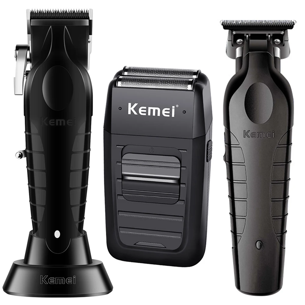 Kemei KM-2299 KM-2296 KM-1102 Men's Hair Clipper Set USB Rechargeable Electric Hair Clipper Beard Trimmer Hair Cutting Machine