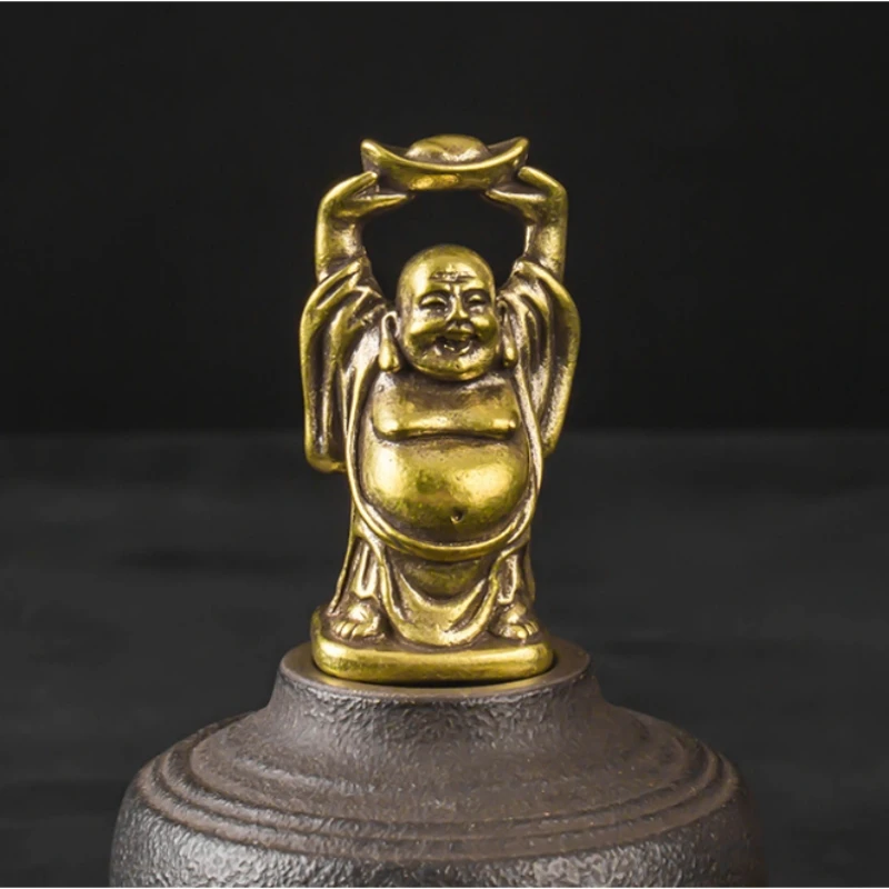 

Brass Yuanbao Maitreya Buddha Statues Home Furnishings Desktop Decorations