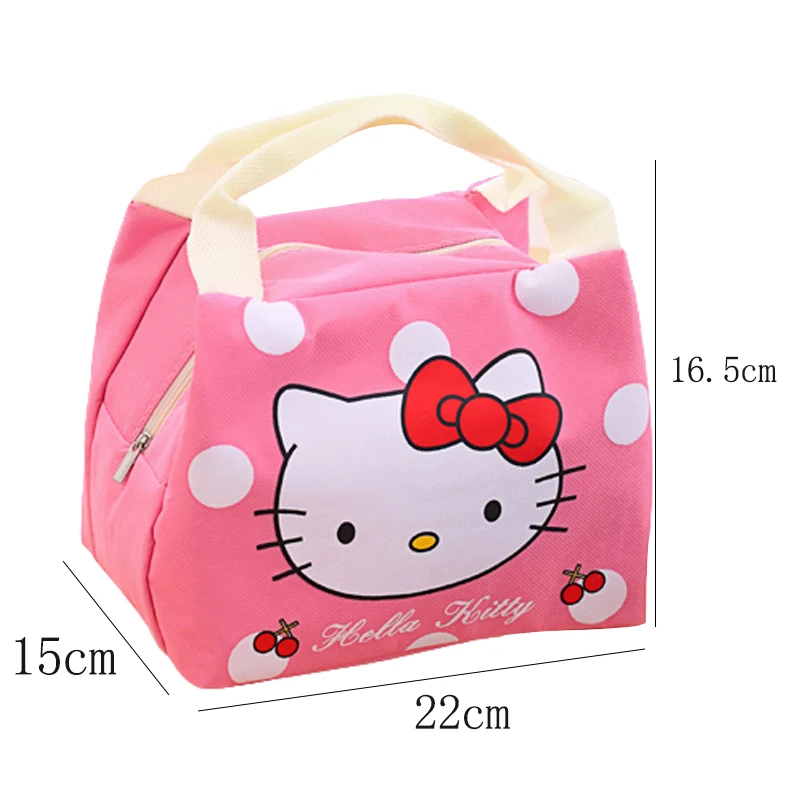 Hello Kitty Lunch Bag Student Office Work Bento Bag Cartoon Large Capacity Insulation Lunch Bags Portable Picnic Food Cooler Bag