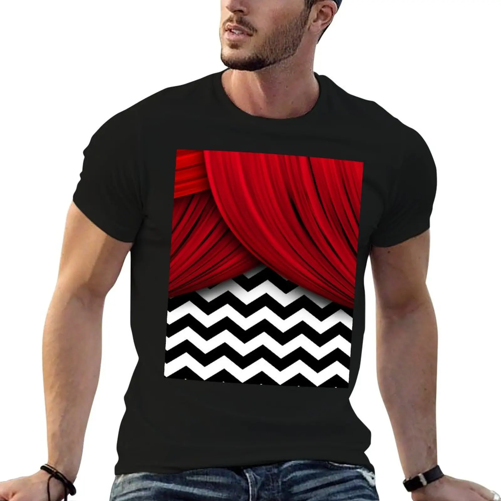 

for man casual t Black white Red man shirts shirts T-Shirt t pack White men Curtains Peaks Twin for and Chevron