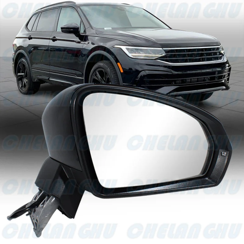 

For VW Tiguan LHD 2020 2021 2022 2023 Car accessories Right Side 6 Pin Black Painted Heat Power Adjust Turn Lamp Mirror Assembly