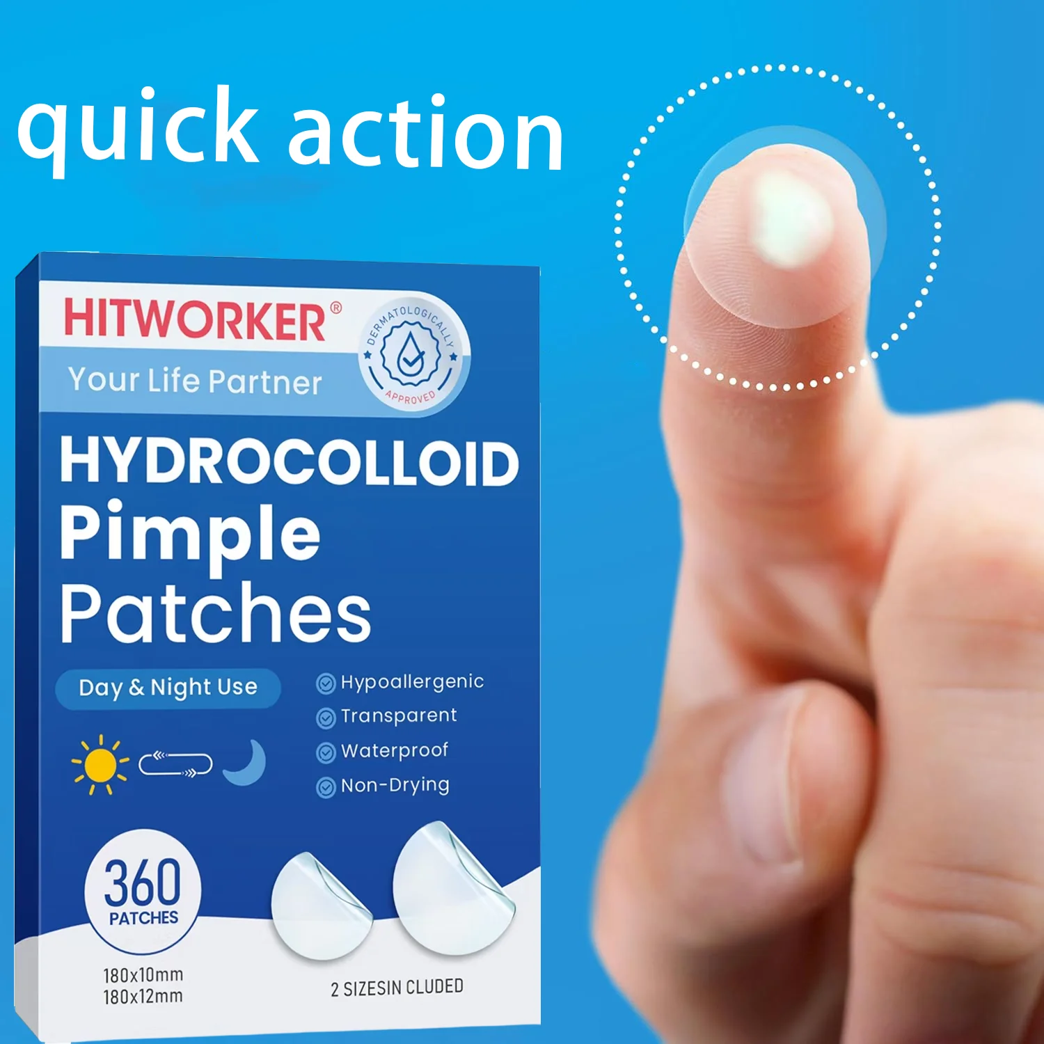 رقع حب الشباب هيدروجيل، 360 قطعة في كل صندوق، رقع حب الشباب للتنظيف العميق، تغطية البثور بشكل فعال، مناسبة لكل من الرجال #2