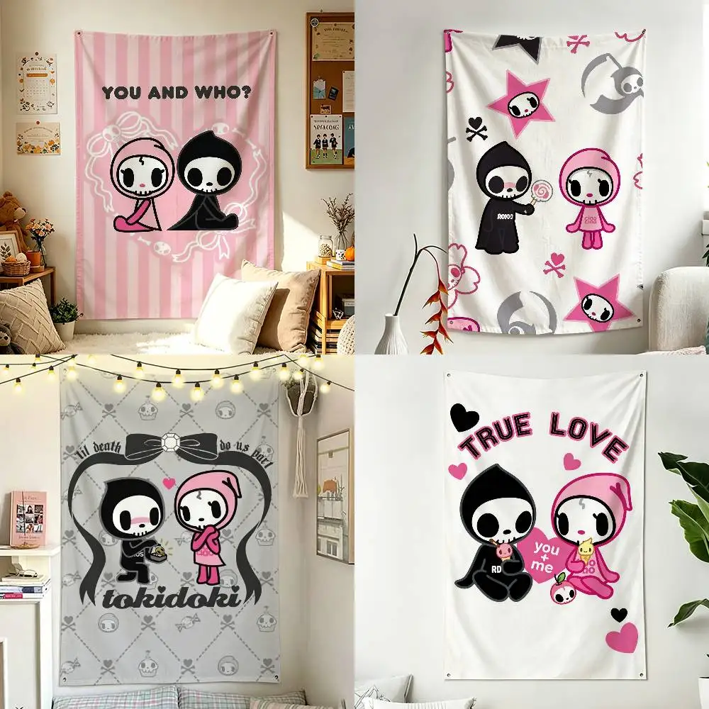 Cute A-Adios C-Ciao Ciao Cartoon T-TokidokiS Vertical Flag Tapestry Wall Hanging Indoor Outdoor Home Decor