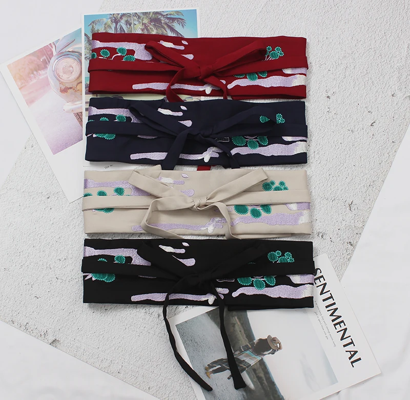 สไตล์จีนเย็บปักถักร้อยผ้าพันแผล girdle กระโปรงผู้หญิงแฟชั่นชุดตกแต่งเข็มขัดผ้า