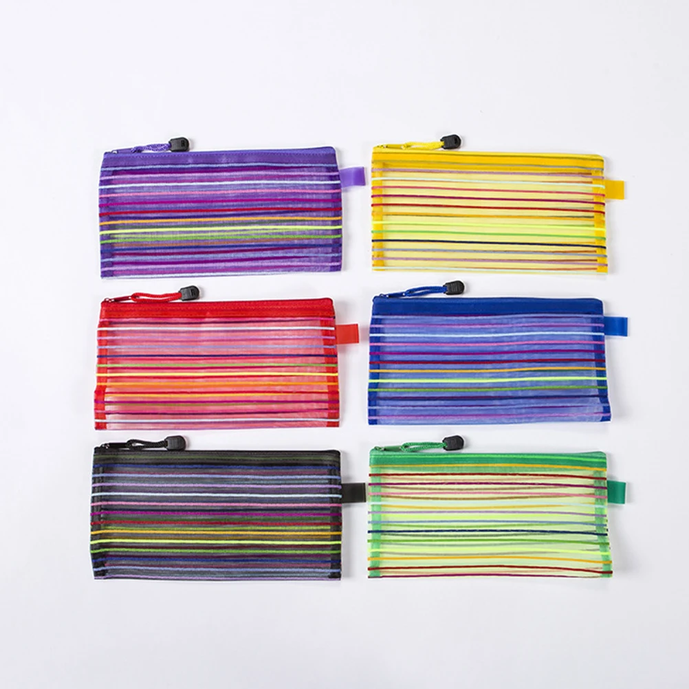 

3 Pcs Nylon Mesh Stationery Bags File ganizer Zipper Clear Pouches Portable Document Bag for Office A4 A5 B6 Sizes