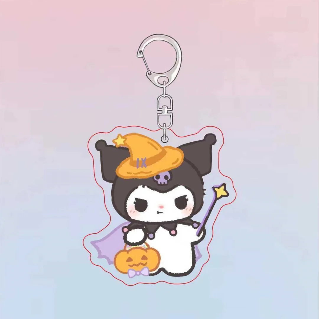 Sanrio Kuromi  Keychain  Action Anime Figures  Acrylic Cartoon  Small Pendant Keychain Schoolbag Accesorios Halloween