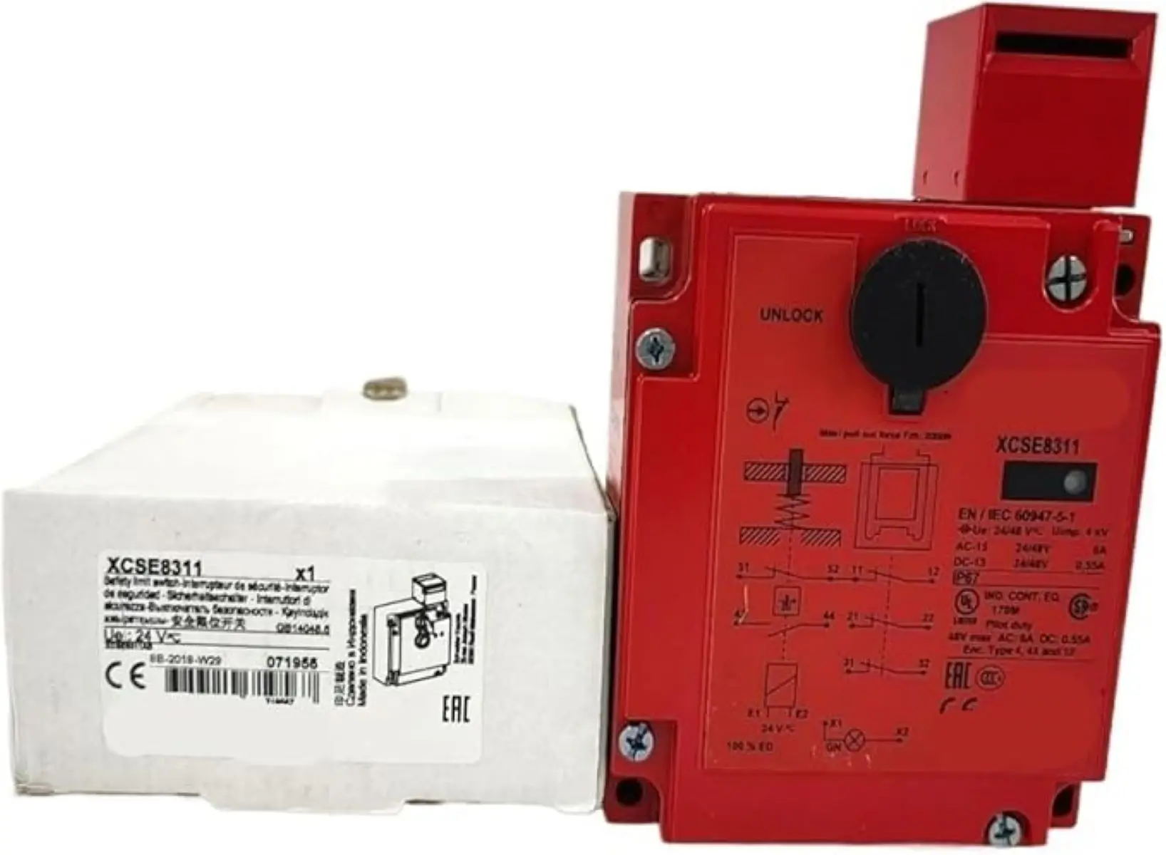 Safety switches XCS, metal XCSE, 3 NC, slow break, 2 entries tapped Pg 13, 24 V XCSE8311
