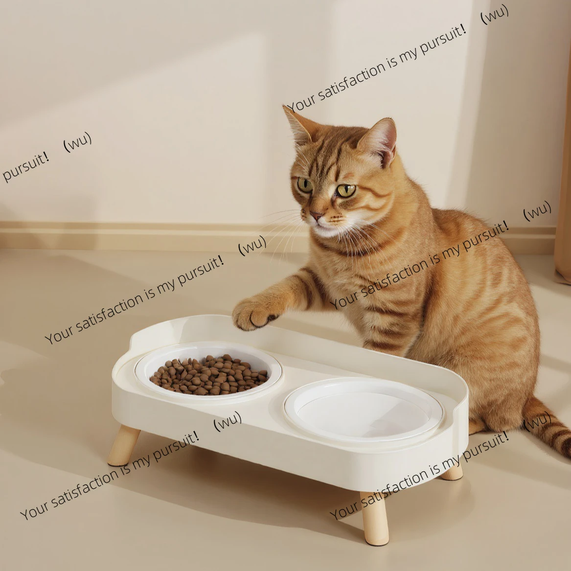 Double Pet Bowl No Spill Food Water Feeder with Stand Neck Support for Cats Dogs Anti Knock Anti Slip Elevated Design