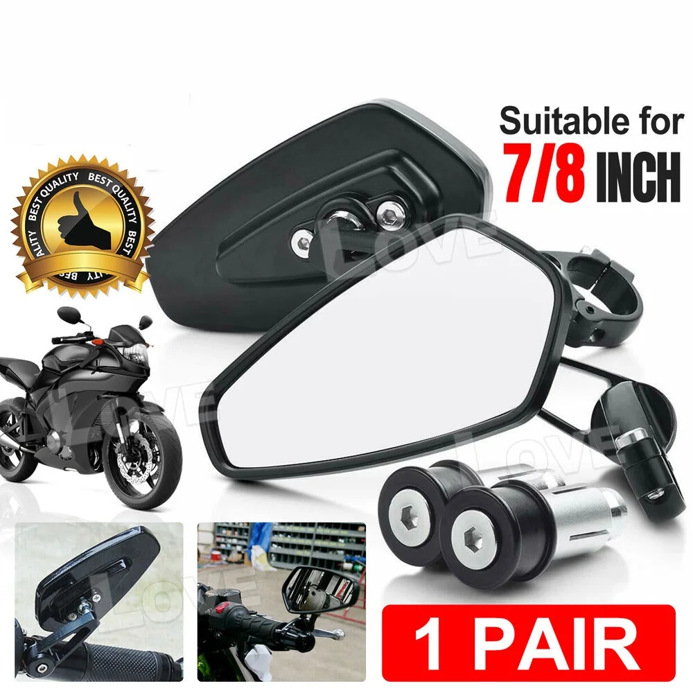 Universal Pair Motorcycle bike Bar End Mirrors Rear Side View Cafe Racer 7/8