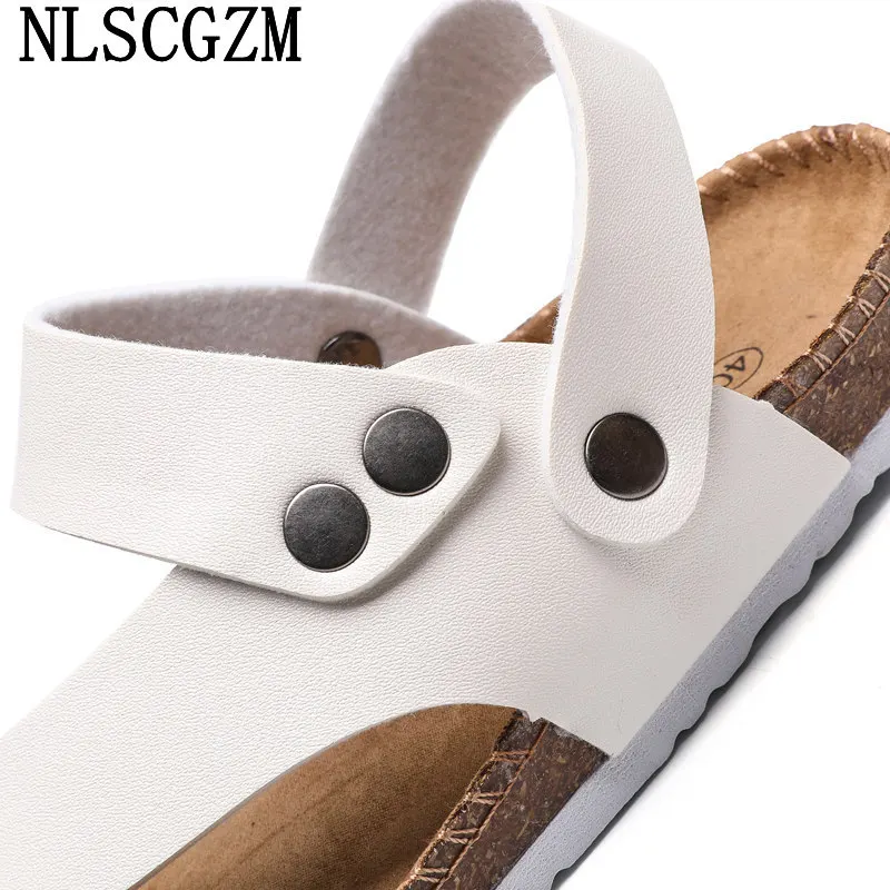 Black Summer Sandals for Man 2024 Leather Sandals Men Luxury Sandals Man White Casual Shoes Men Zapatos De Hombre Sandalias