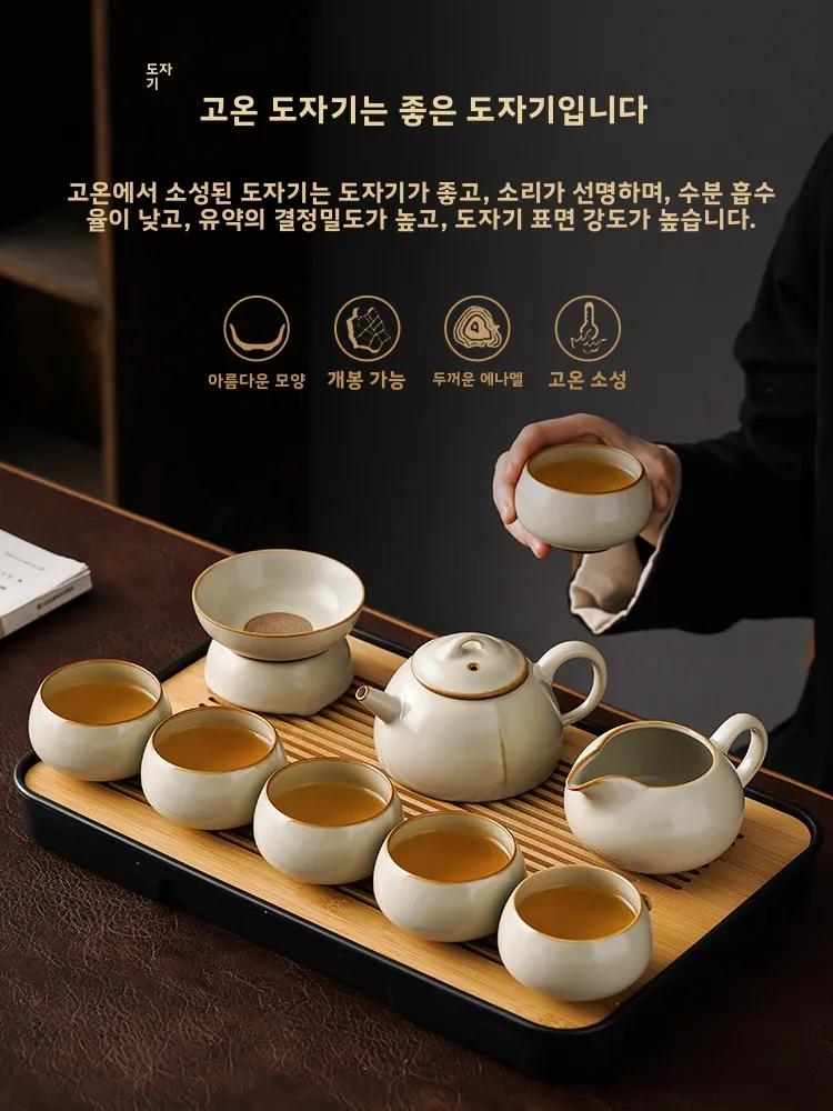 

Чайный сервиз Cerc Gongfu желтого рисового цвета Junyao для домашнего офиса, набор для заваривания чая, высококачественные офисные чашки для чая